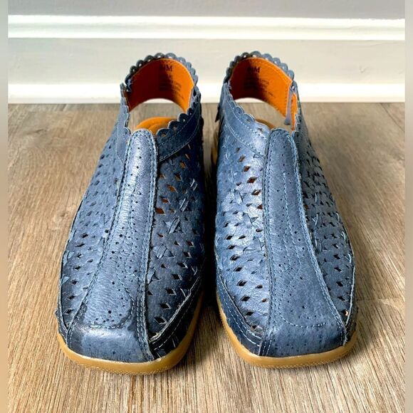 Vintage Shoes - VTG Beacon Euro Flex Huaraches Sandals Leather Blue Mary Jane Size 6 6.5